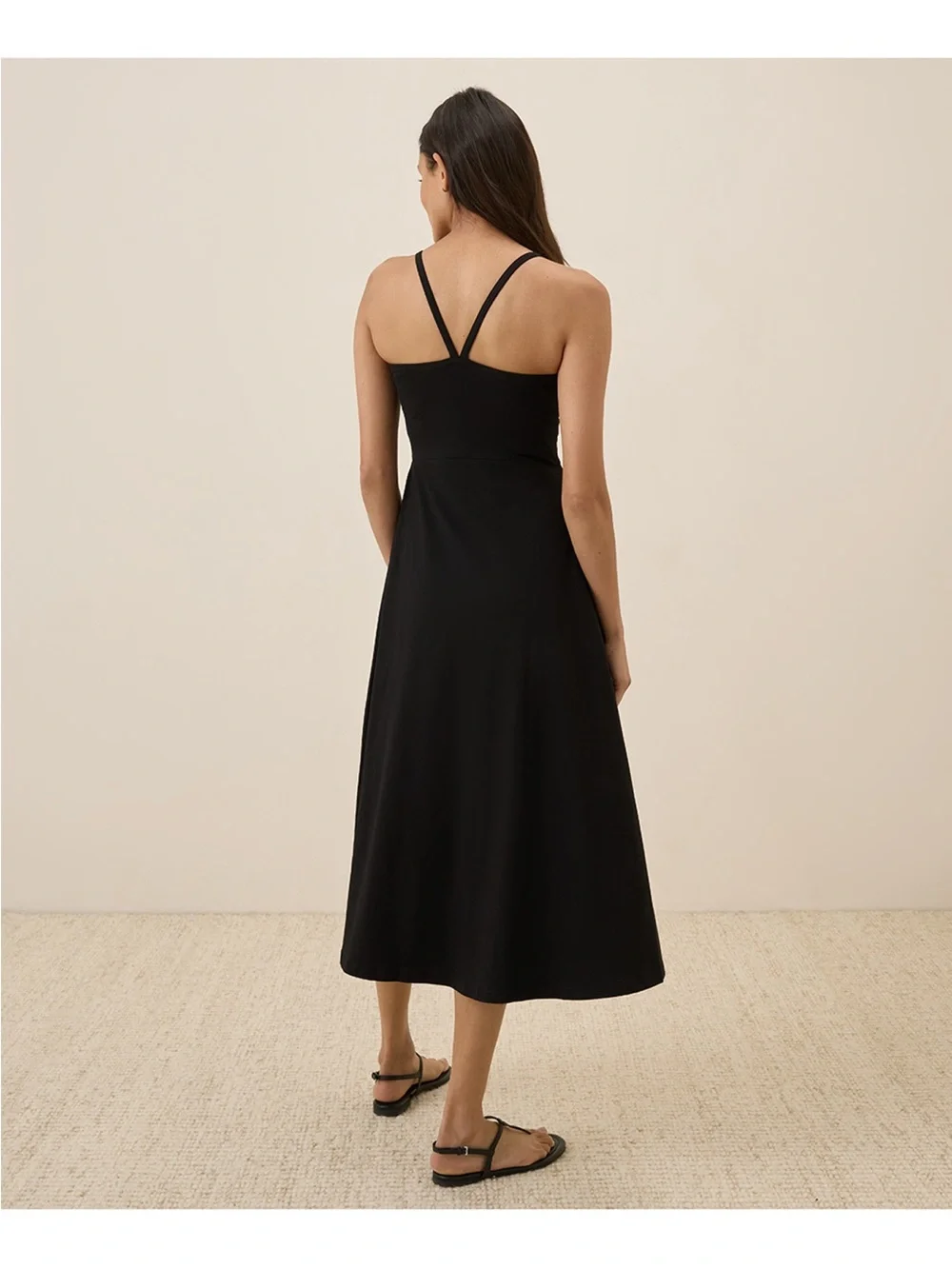 Pact Organic Cotton Fit & Flare Midi Dress
Black Midi Dress Spaghetti Straps S - Picture 2 of 7